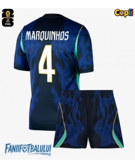 Brazilia Marquinhos #4 Echipament de Fotbal Replică Mondial 2026 Copii Deplasare (+ Șorturi)